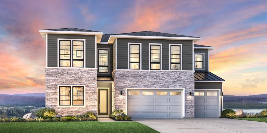 Cirrus plan — Prairie elevation at Bluffs at Granite Highlands (artist rendering)