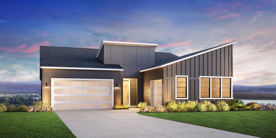 Murus plan — Contemporary elevation at Bluffs at Granite Highlands (artist rendering)